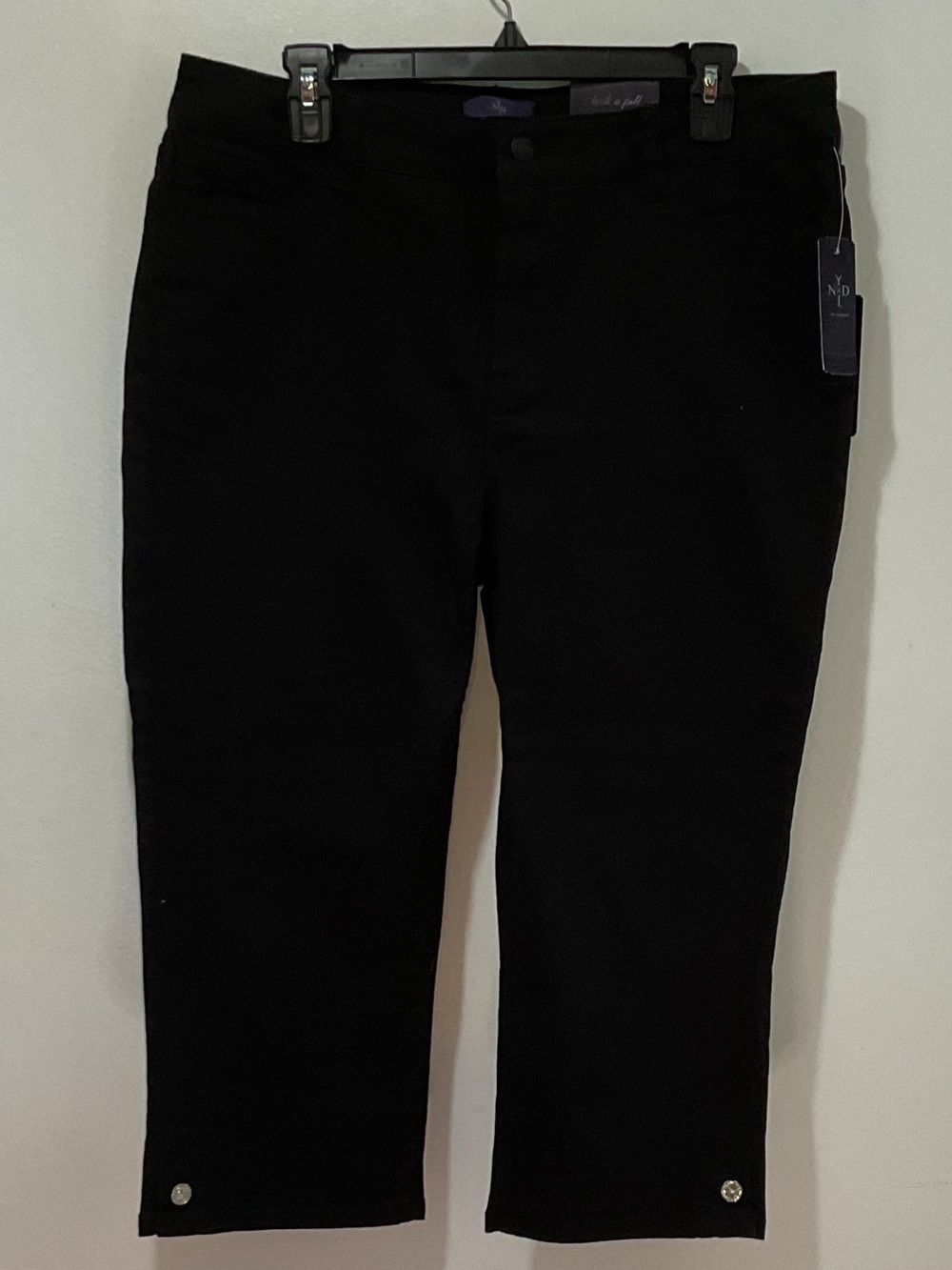 NYDJ Black Ankle Crop Jeans with Button Hem